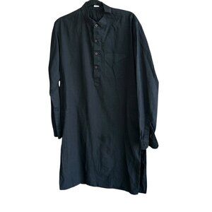 Men's Black Traditional Indian Pakistani Punjabi Long Kurta Shirt